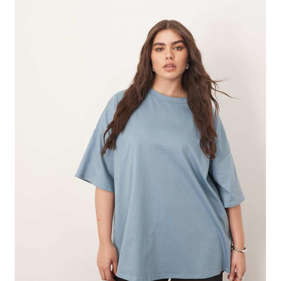 ARRANGE Curve Oversized T-shirt van zware stof in blauw met wassing Blauw
