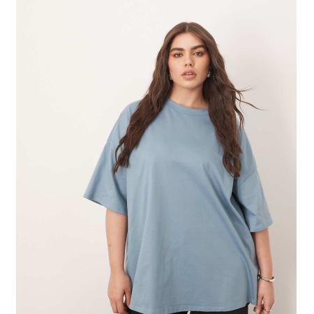 ARRANGE Curve Oversized T-shirt van zware stof in blauw met wassing
