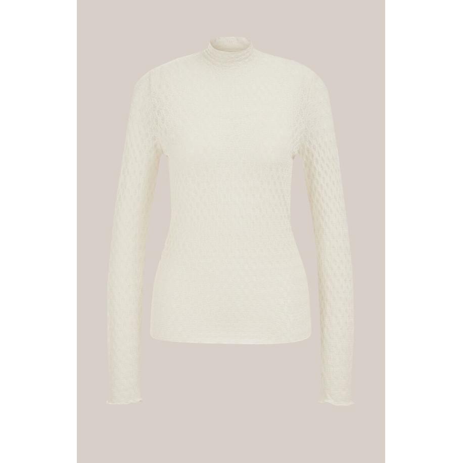 WE Fashion Dames T-shirt van kant - Ecru - Maat: XXL Wit