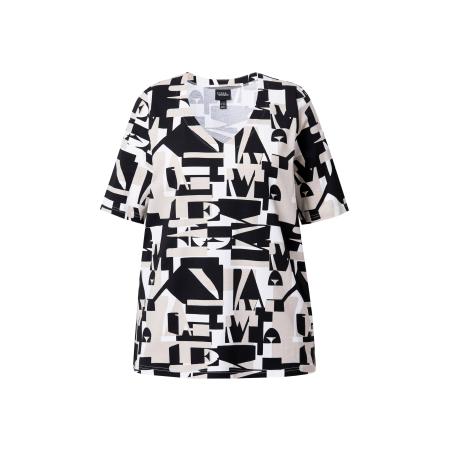 Ulla Popken Ulla Popken Shirt crème / zwart / wit