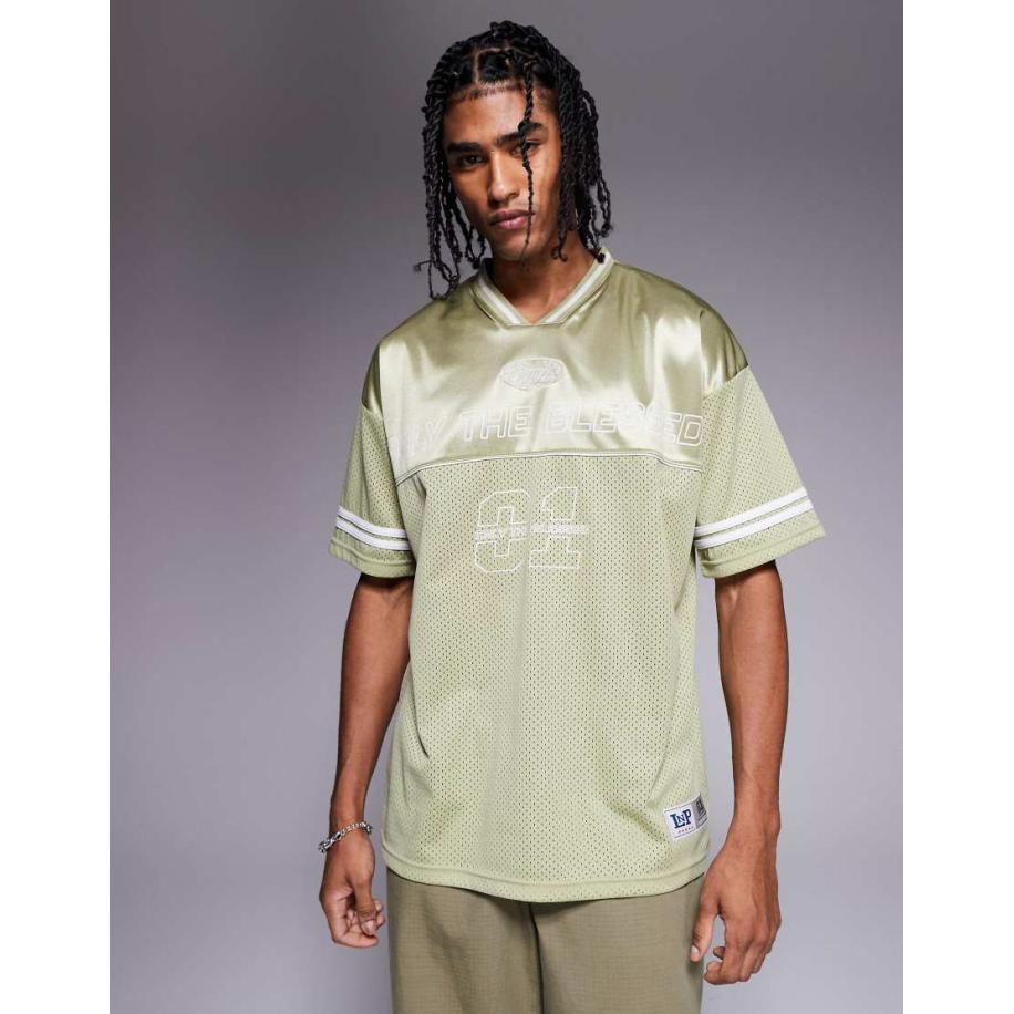 Liquor N Poker - Oversized T-shirt met grafische varsity-print in saliegroen Groen