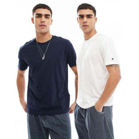 Champion Set van 2 T-shirts in wit en marineblauw-Veelkleurig