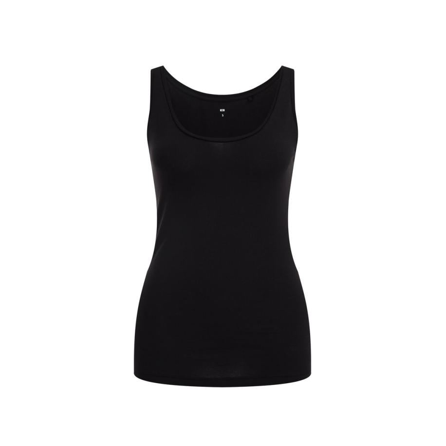 WE Fashion Dames singlet van katoenmix - Regular fit - Zwart - Katoen - Maat: XL Zwart