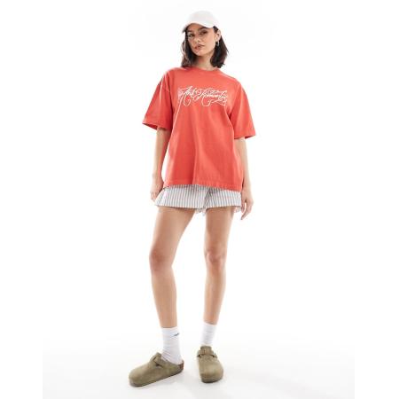 Cotton On Recht T-shirt met grafische 'Anti Romantic' print in rood-Grijs