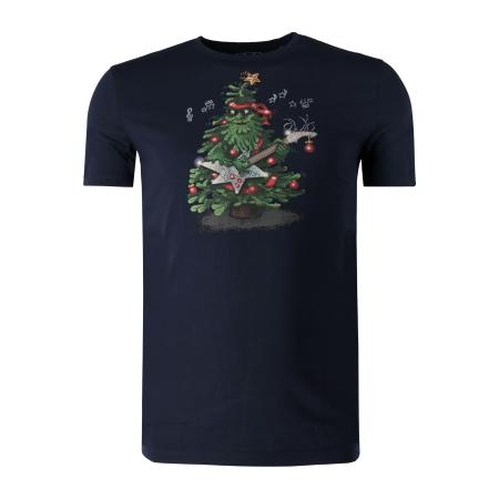 Marvelis Casual T-Shirt ronde hals marine, Bedrukt