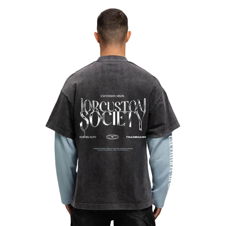 JorCustom Uncommon Minds Double Layered T-Shirt Blauw