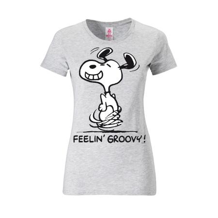 LOGOSHIRT Shirt Snoopy – Feelin Groovy! grijs / zwart / wit