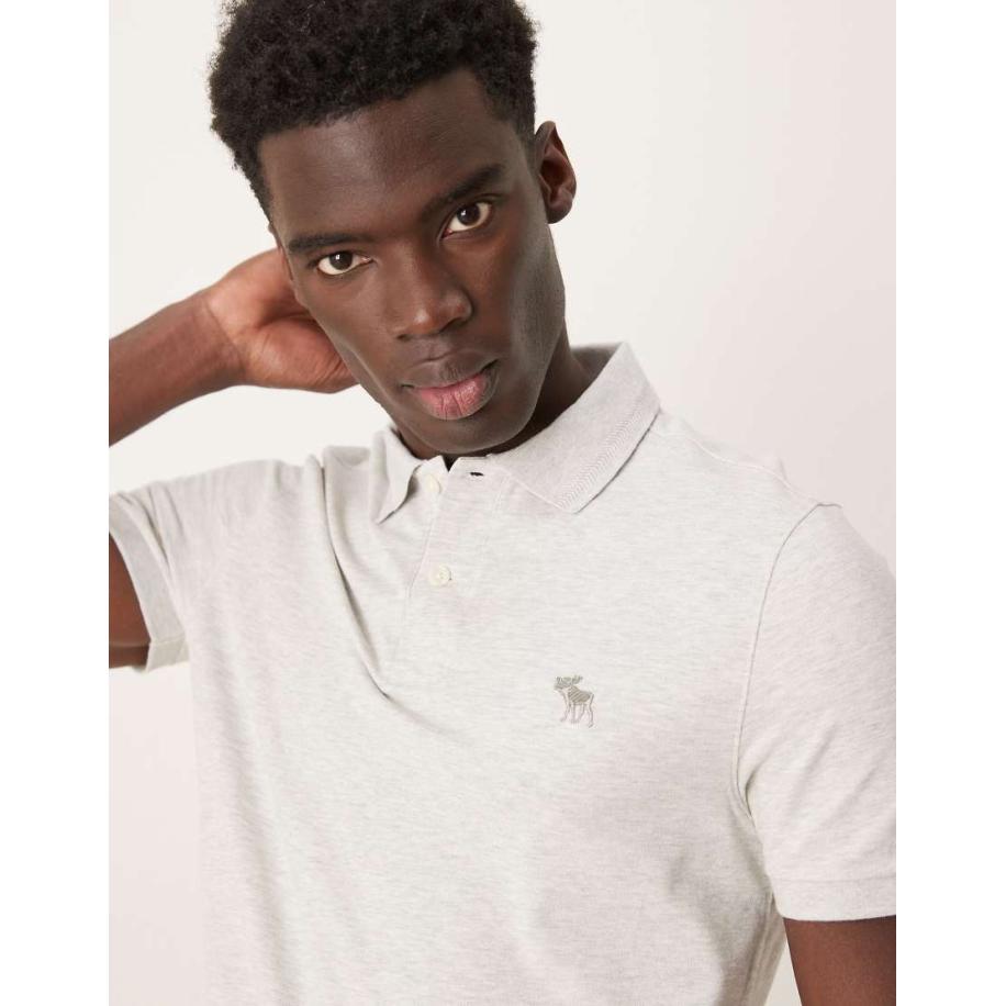 Abercombie & Fitch - T-shirt met ronde hals en bol eland-icoonlogo in donkergrijs Grijs