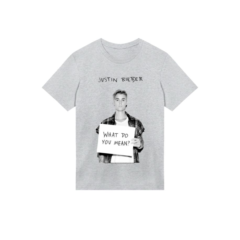 F4NT4STIC F4NT4STIC Shirt Justin Bieber Iconic grijs gemêleerd / zwart / wit -