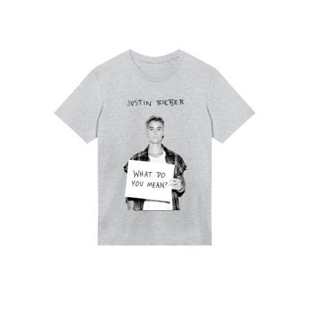 F4NT4STIC F4NT4STIC Shirt Justin Bieber Iconic grijs gemêleerd / zwart / wit