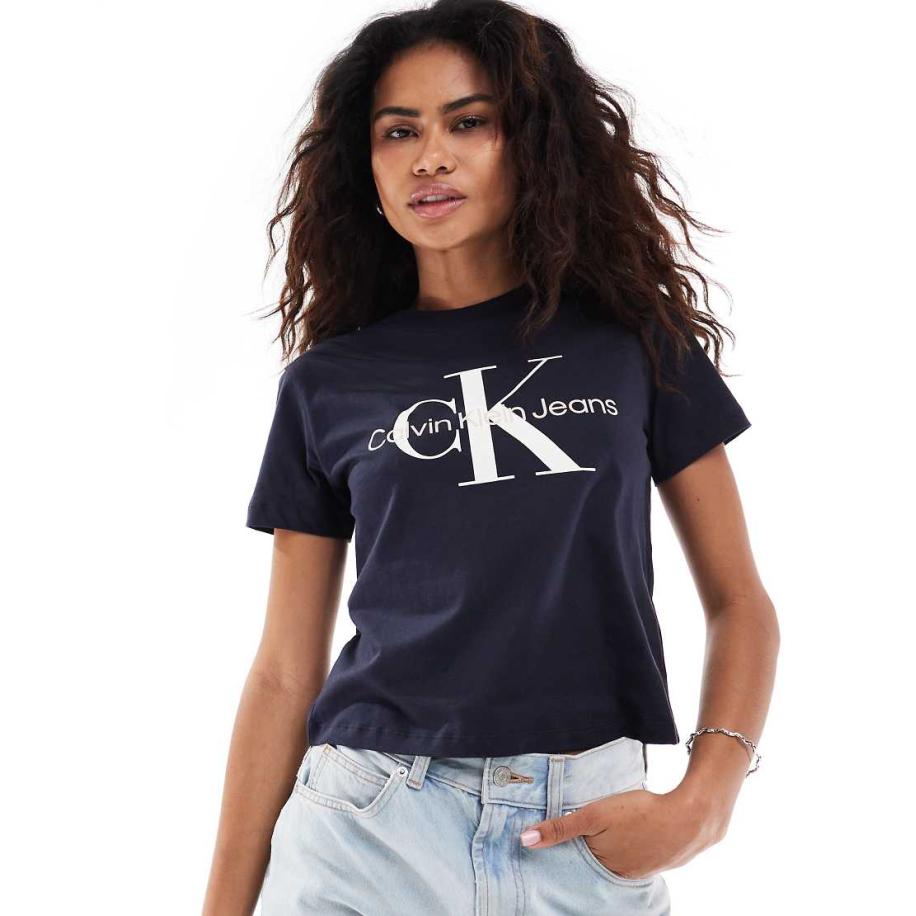 Calvin Klein Jeans Baby T-shirt met monologo in donker marineblauw Blauw