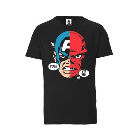 LOGOSHIRT Shirt Captain America And Red Skull Faces blauw / rood / zwart
