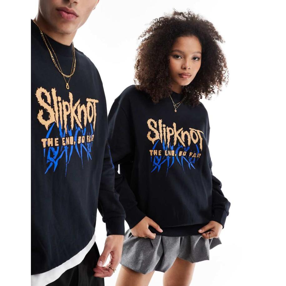 ASOS DESIGN - Uniseks oversized sweatshirt met gelicentieerde Slipknot-prints in zwart Zwart