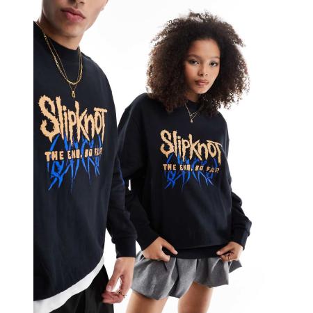 ASOS DESIGN - Uniseks oversized sweatshirt met gelicentieerde Slipknot-prints in zwart