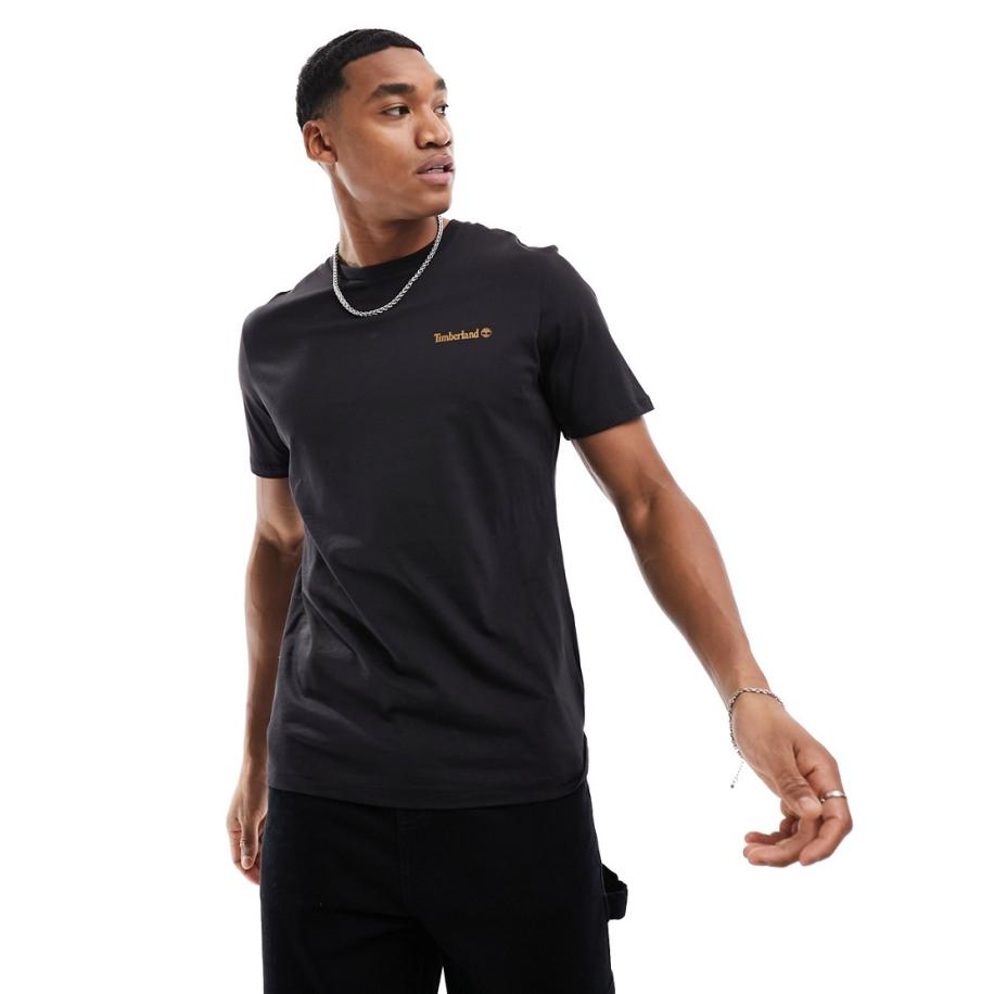 Timberland - T-shirt met klein geschreven logo in zwart Zwart