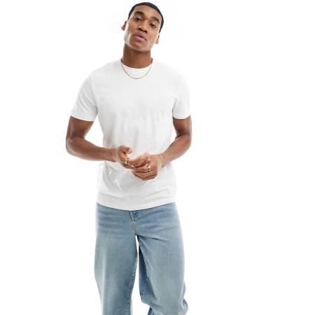 New Look - Regular-fit T-shirt met ronde hals in wit