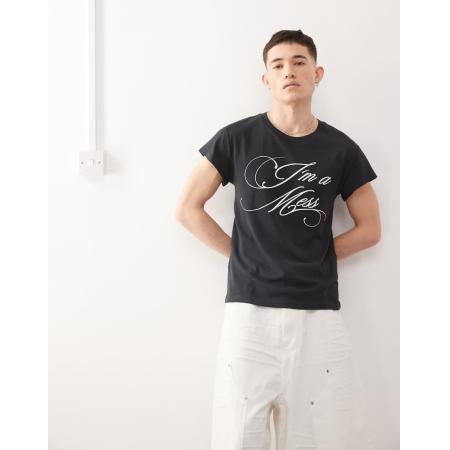 Cheap Monday x Landon Barker - Recht T-shirt met print op de achterkant in zwart