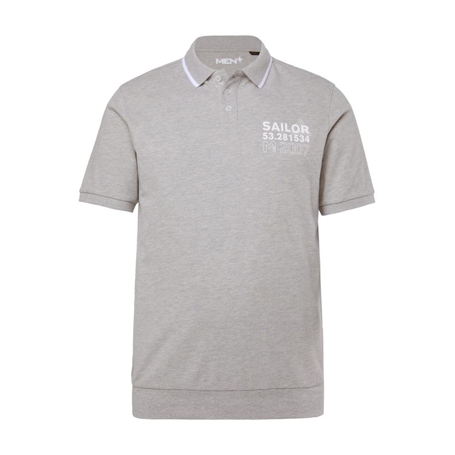 men plus Men Plus Shirt grijs gemêleerd / wit -