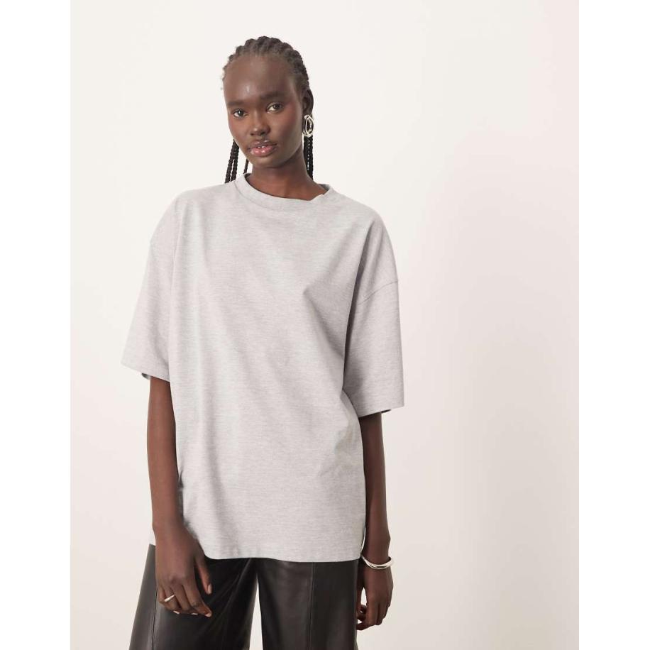 ARRANGE Oversized T-shirt van premium zware stof in gemêleerd grijs Grijs