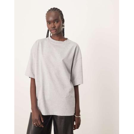 ARRANGE Oversized T-shirt van premium zware stof in gemêleerd grijs