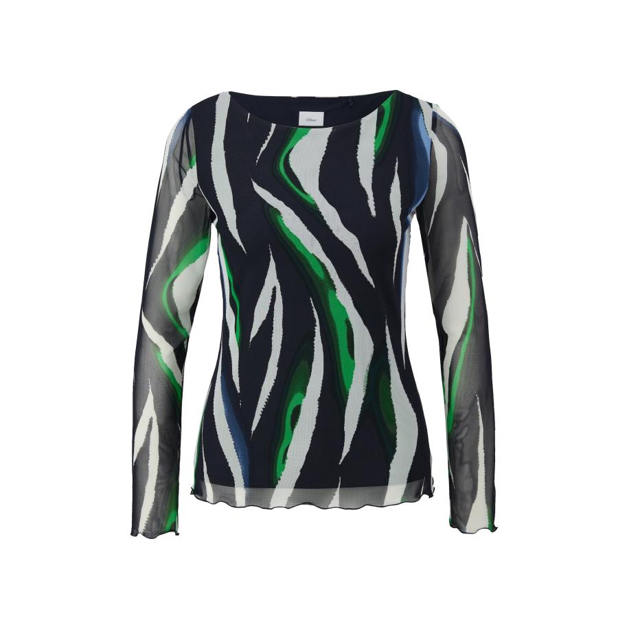 s.Oliver BLACK LABEL Shirt navy / saffier / lichtgrijs / groen Blauw