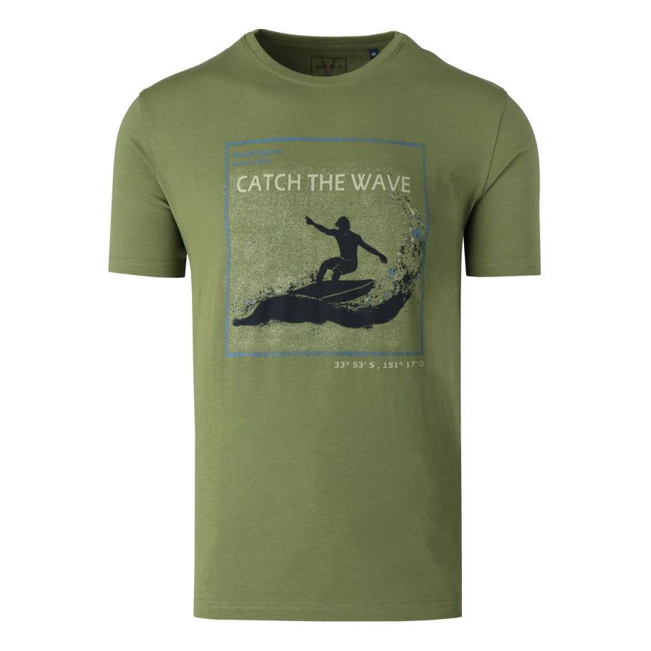 Marvelis Casual T-Shirt ronde hals bruin, Bedrukt Bruin