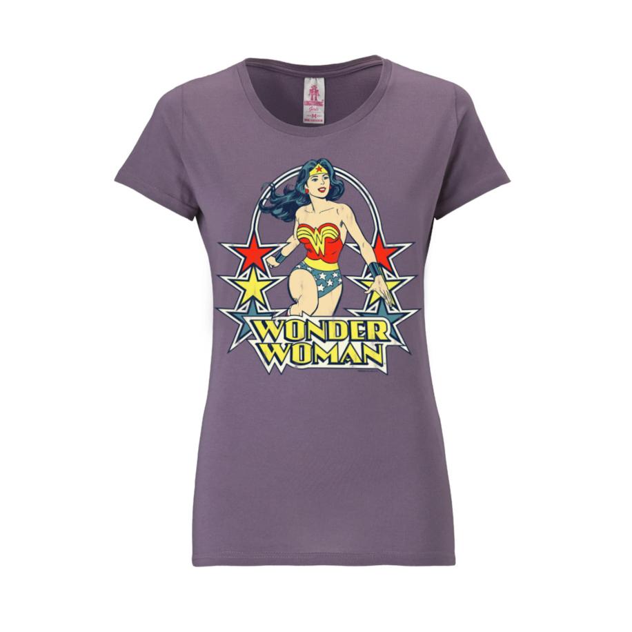 LOGOSHIRT Shirt Wonder Woman geel / donkerlila / rood Paars