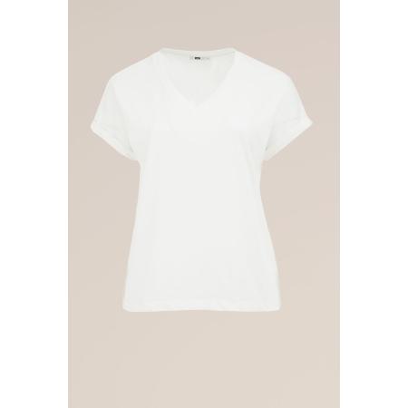 WE Fashion Dames T-shirt met V-hals - Curve - Regular fit - Wit - Biologisch katoen - Plus Size Maat: 52