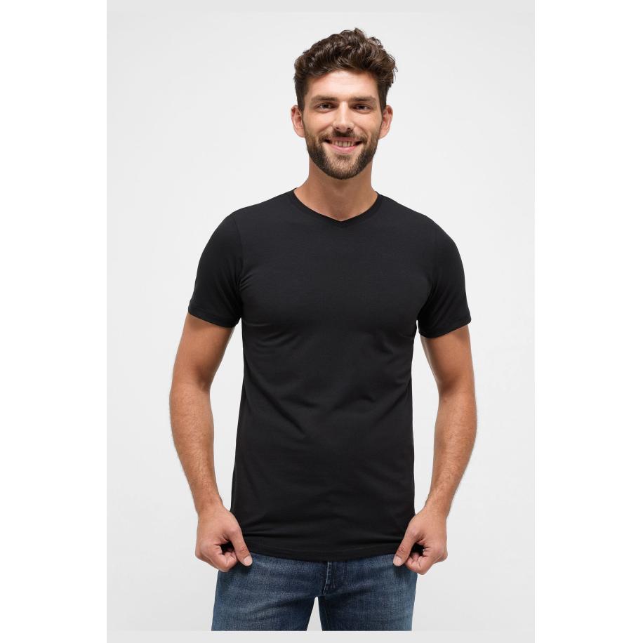 ETERNA T-Shirt ronde hals zwart, Effen Zwart