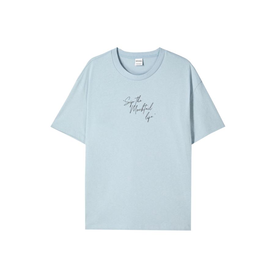 Bershka Bershka Shirt hemelsblauw / oranje / rosa / zwart -