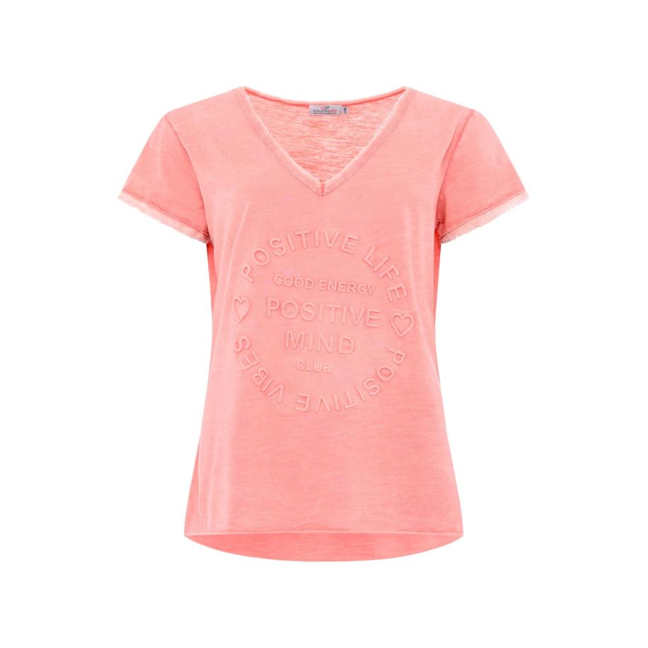 zwillingsherz Zwillingsherz Shirt Positive Mind zalm roze -