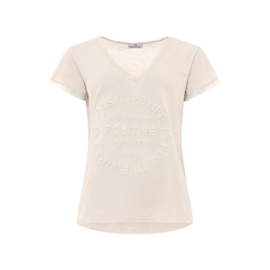 zwillingsherz Zwillingsherz Shirt Positive Mind lichtbeige -