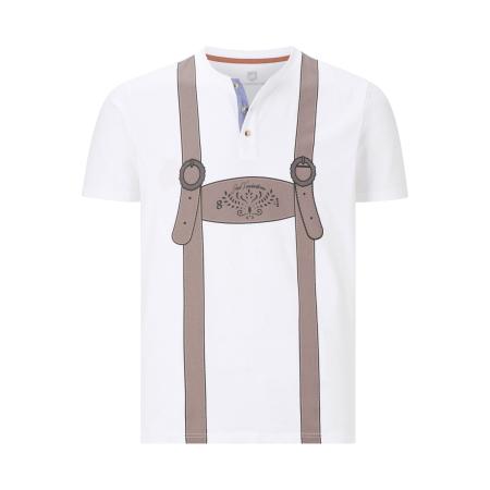 Jan Vanderstorm T-Shirt Henley kraag wit, Bedrukt