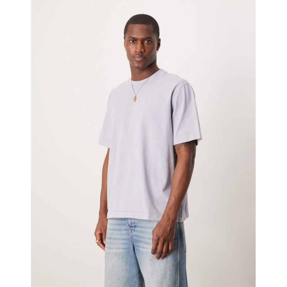 Abercrombie & Fitch - Premium T-shirt in blauw met wassing Blauw