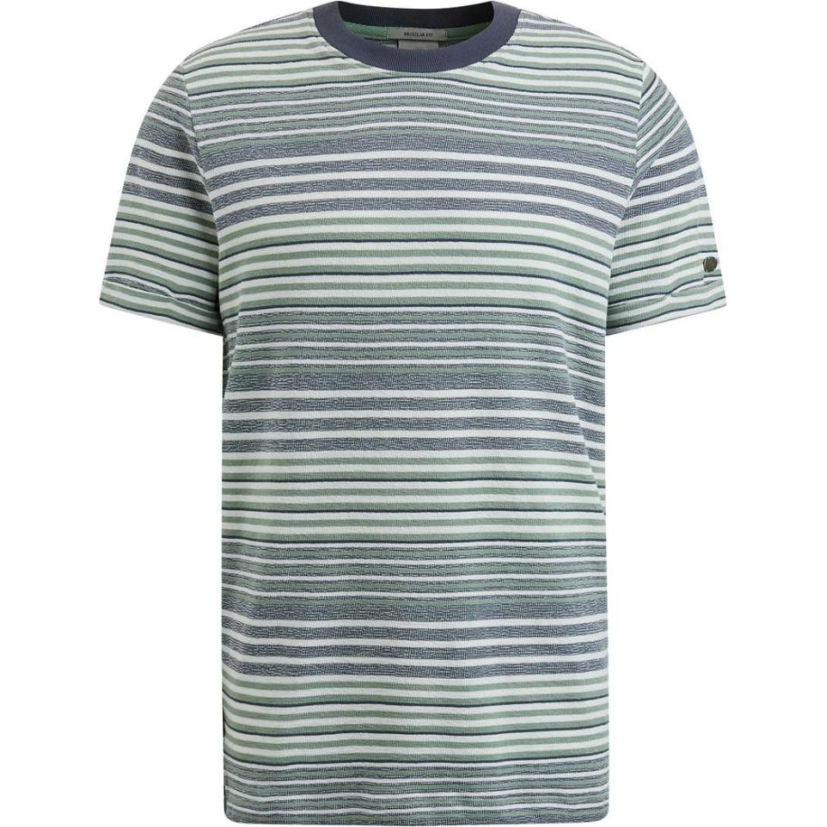 Cast Iron T-shirt Strepen Blauw Groen Groen