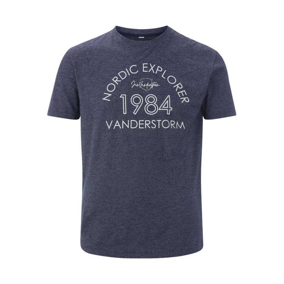 Jan Vanderstorm T-Shirt ronde hals donkerblauw, Bedrukt Blauw