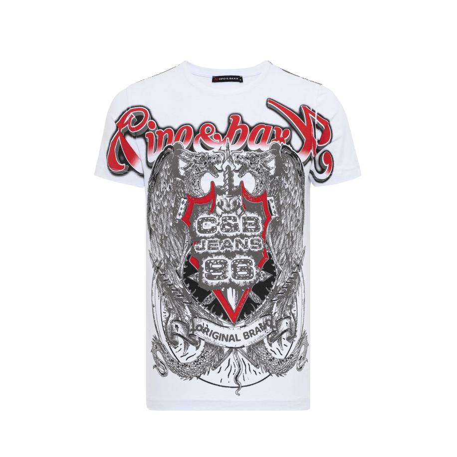 Cipo & Baxx CIPO & BAXX Shirt grijs / rood / wit -