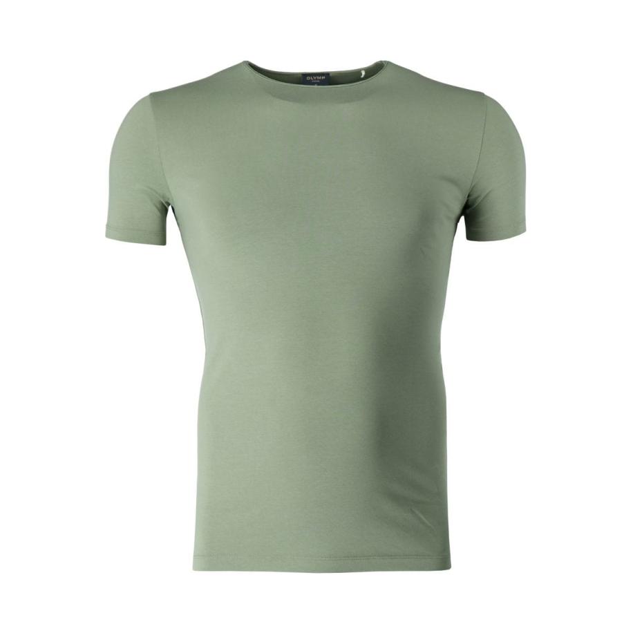 OLYMP Casual T-Shirt ronde hals lichtgroen, Effen Groen