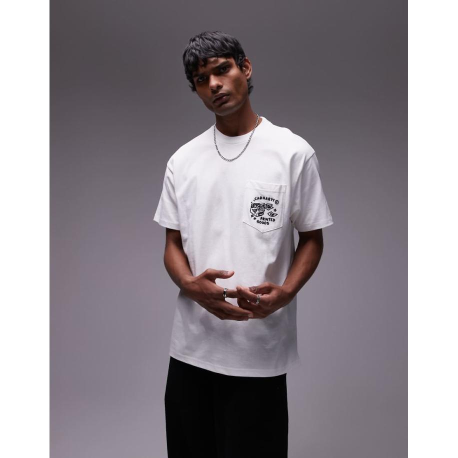 Carhartt WIP - Fragments - T-shirt met korte mouwen en zak in wit Wit