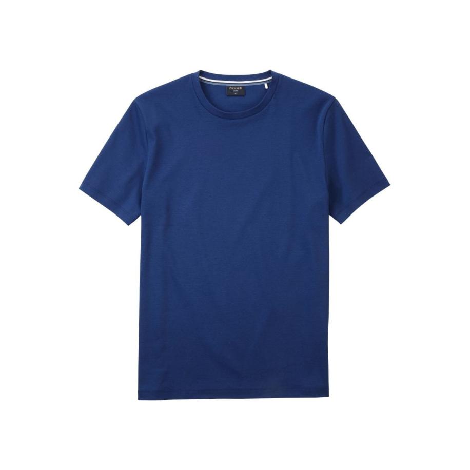 OLYMP Casual T-Shirt ronde hals blauw, Effen Blauw