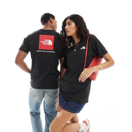 The North Face Red Box T-shirt met print op de achterkant in zwart