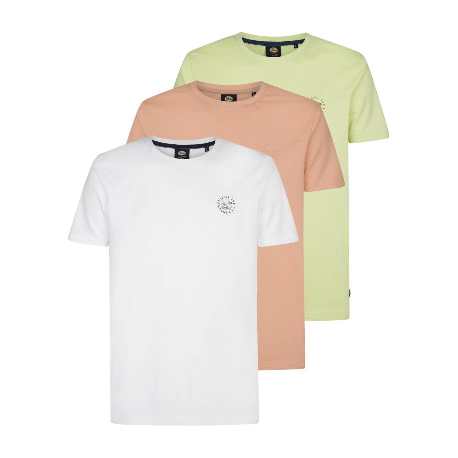 Petrol Industries Petrol Industries Shirt lichtgroen / lichtoranje / wit -