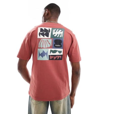 Parlez - Stallo - T-shirt met korte mouwen, logo en print op de achterkant in koraal-Oranje