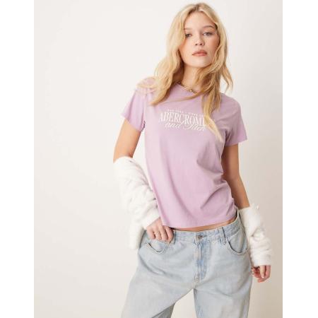 Abercrombie & Fitch T-shirt met logo en grafische print in paars-Roze