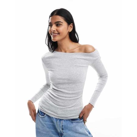 Cotton On Marlow Asymmetrische top met lange mouwen in grijs