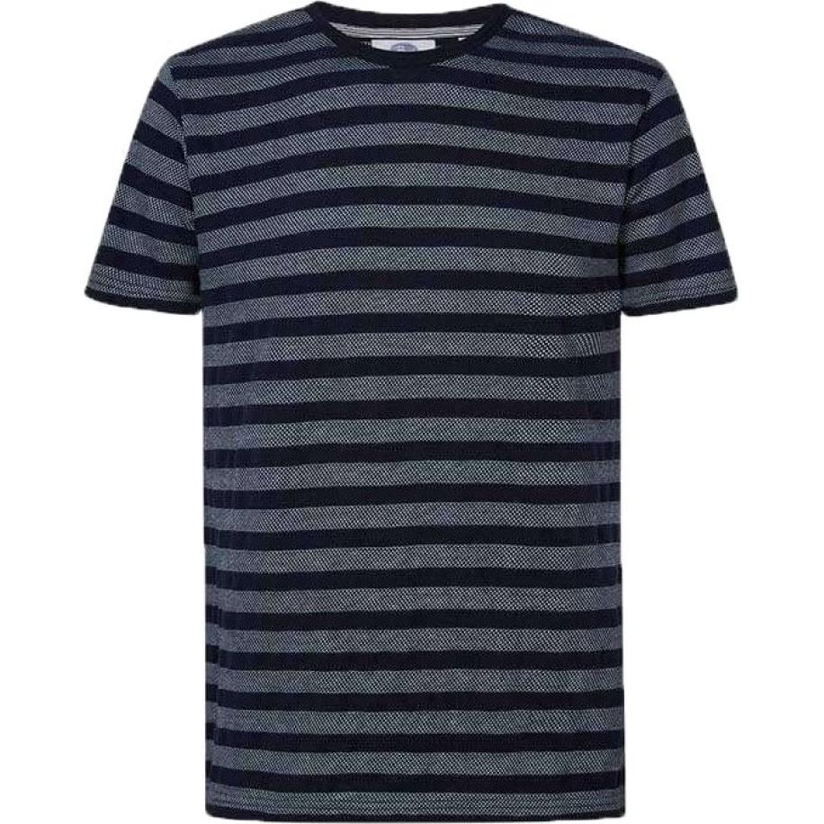 Petrol T-Shirt Strepen Navy Blauw