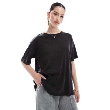 Pieces Oversized T-shirt in zwart met wassing