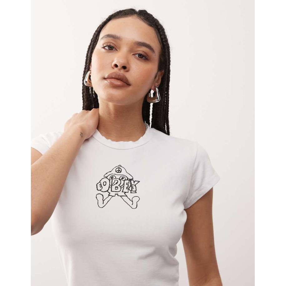 Obey Ghome Baby-T-shirt met grafische logoprint in wit Wit