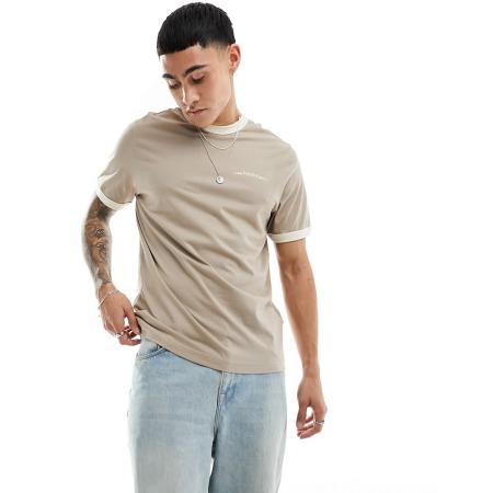 Farah - Clive - T-shirt in beige-Bruin
