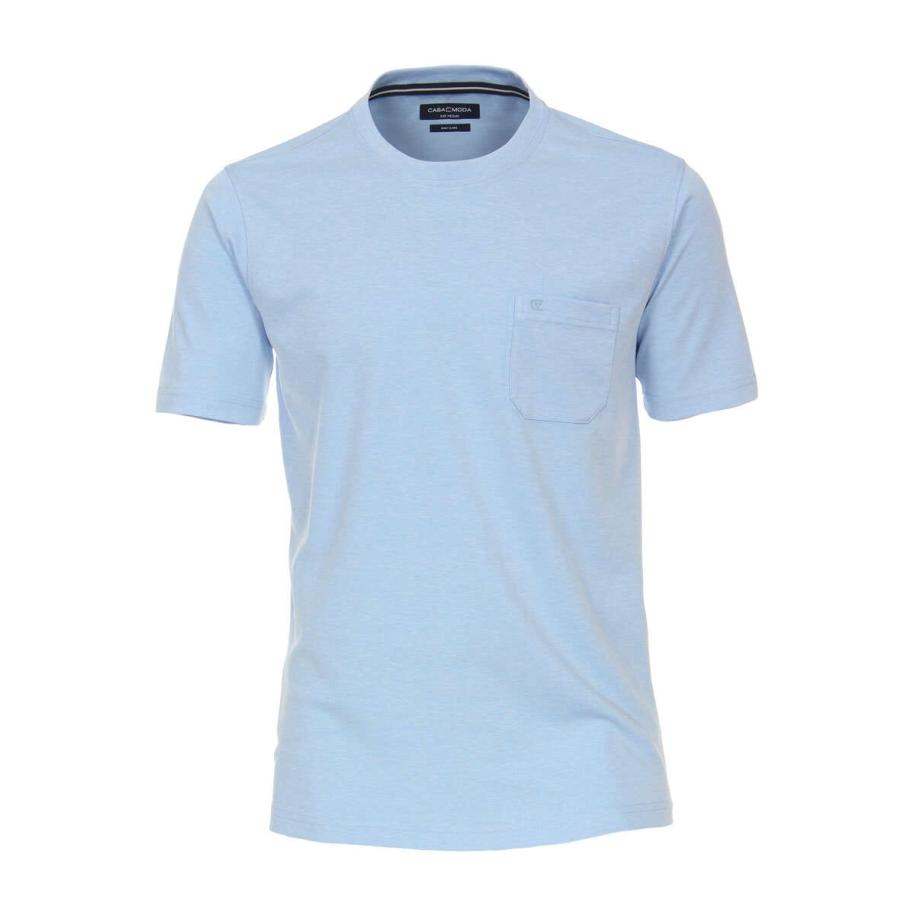 Casa Moda Casual T-Shirt ronde hals blauw, Effen Blauw